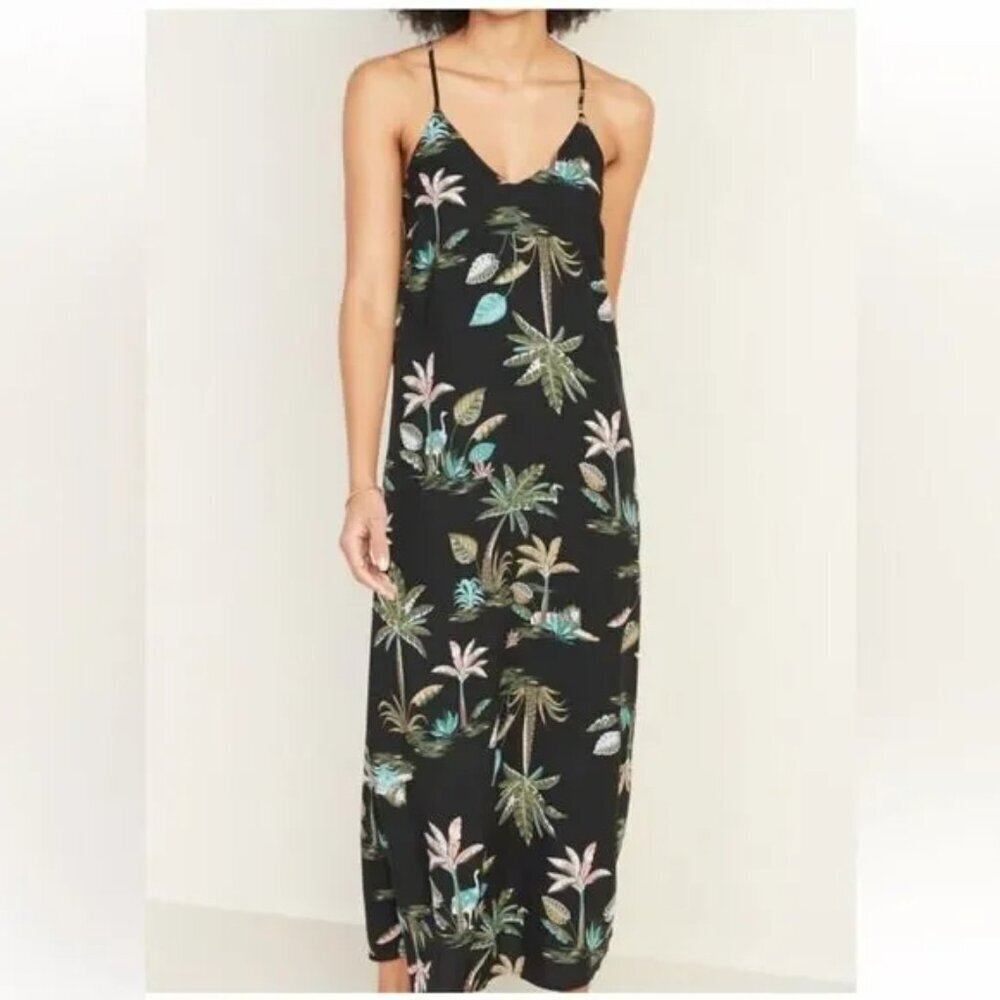 Old Navy Tropical Palm Jungle Print Maxi Slip